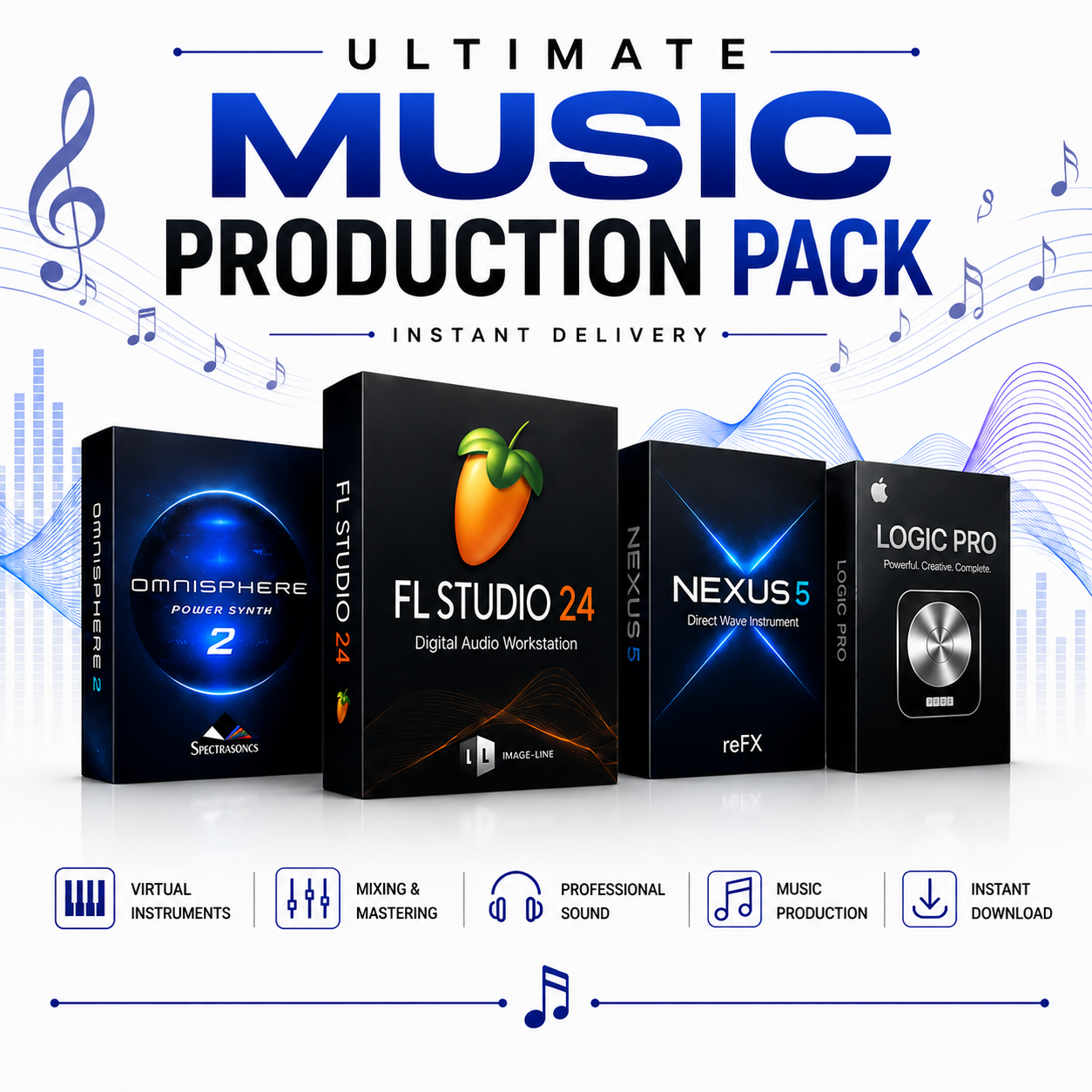 Music Production Pack FL STUDIO 25 - NEXUS 5 - LOGIC PRO - OMNISPHERE 2